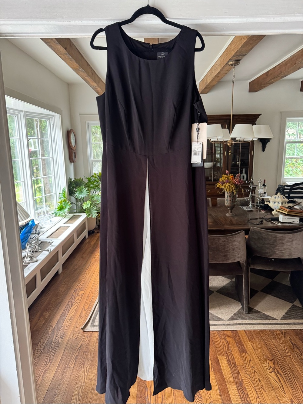 Sleeveless Black Wide-Leg Jumpsuit with Cape Overlay